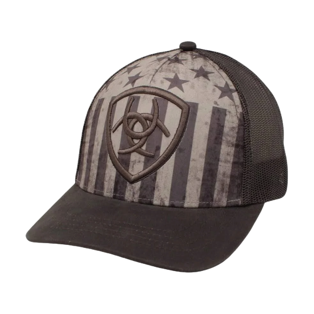 Ariat Men's USA Flag Shield Grey Cap A300026006