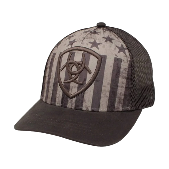 Ariat Men's USA Flag Shield Grey Cap A300026006