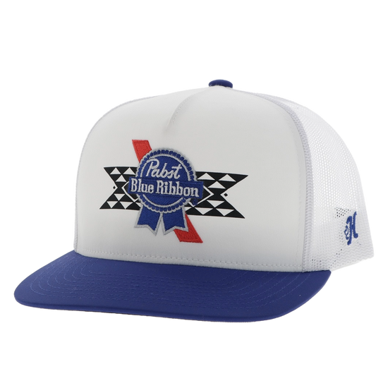 Hooey Men's Pabst Blue Ribbon White & Blue Traucker Cap 2576T-WH