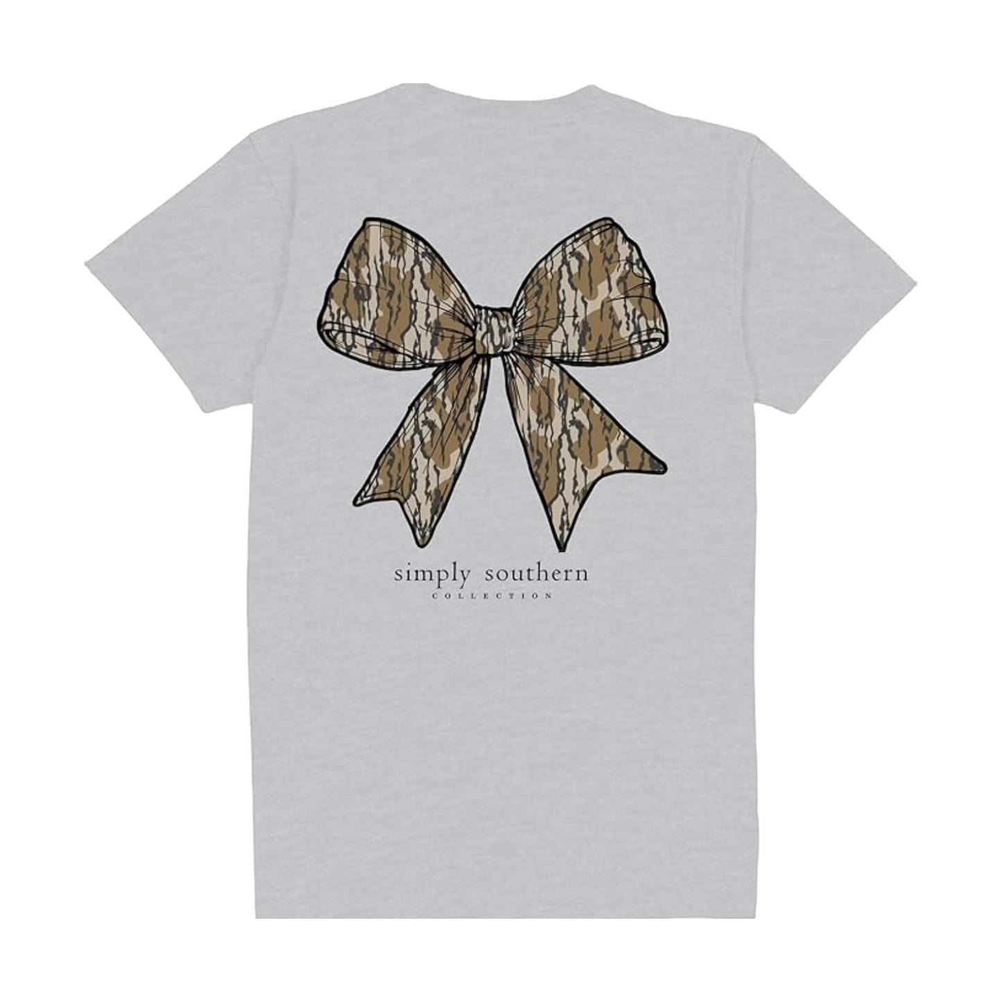 Simply Southern Ladies Camo Bow T-Shirt SS-CAMOBOW-ASHGRY