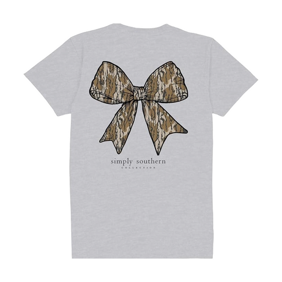 Simply Southern Ladies Camo Bow T-Shirt SS-CAMOBOW-ASHGRY