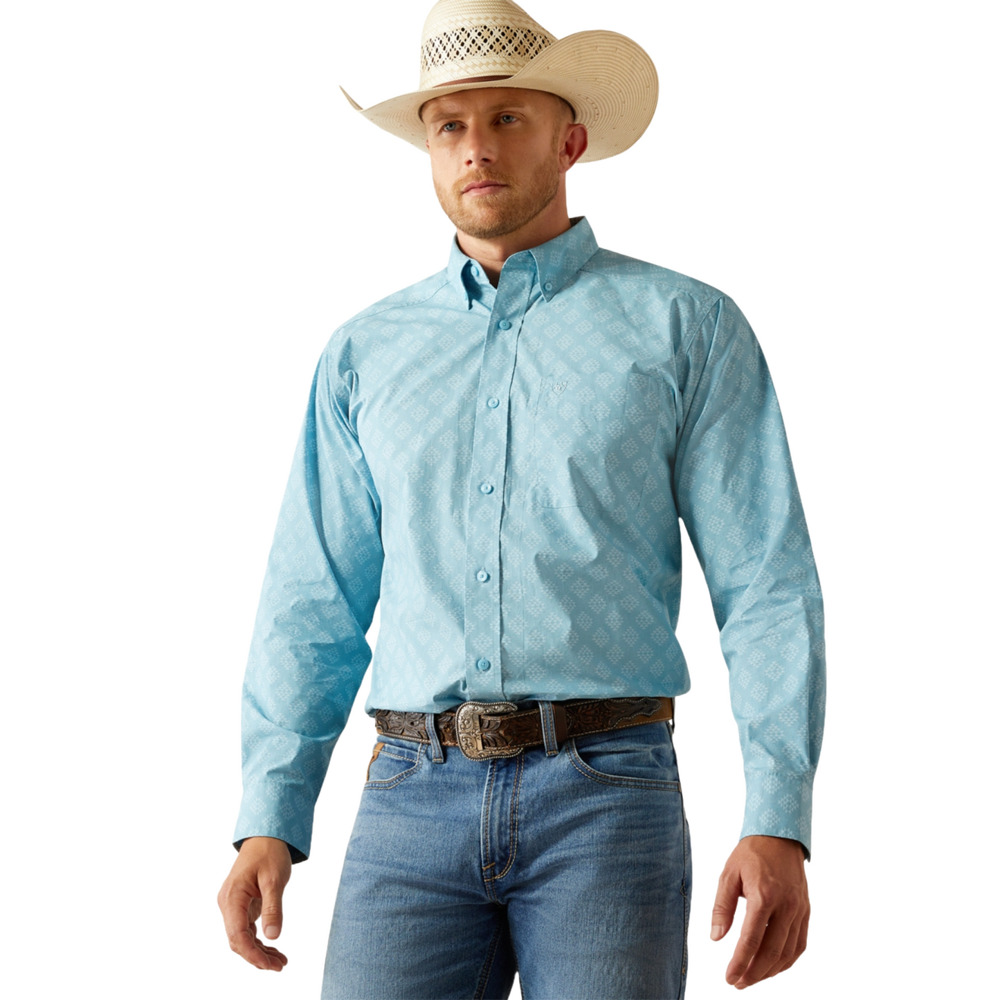 Ariat Men's Garmon Turquoise Classic Fit Button Down Shirt 10054645