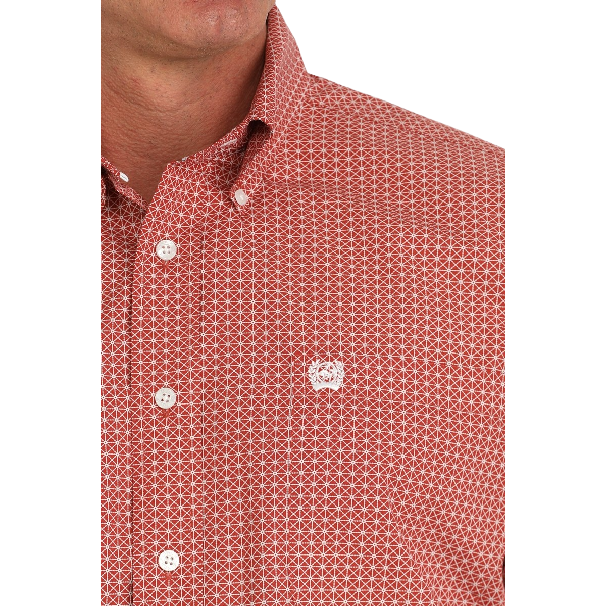 Cinch Men's Red Geometric Print Button Down Shirt MTW1105871