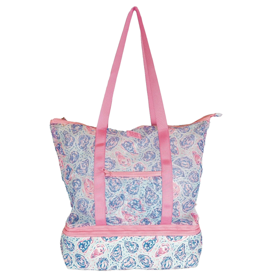 Simply Southern Oyster Graphic Mesh Pink & Blue Cooler Tote Bag 0125-BAG-COOLER-MESH-OYSTR