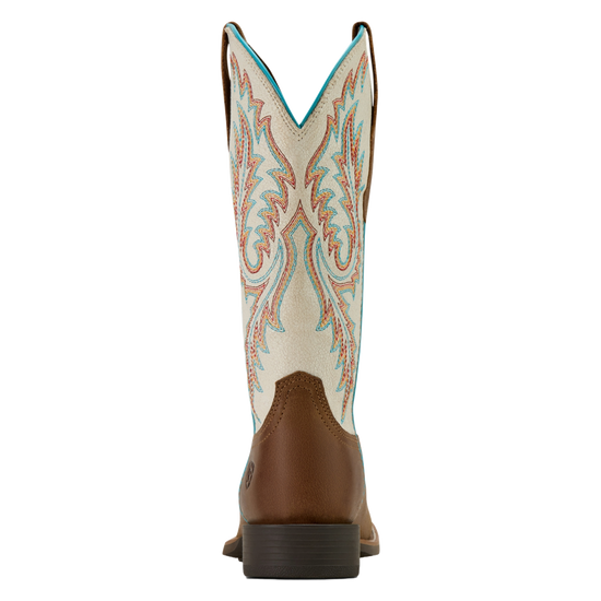 Ariat Ladies Round Up Embroidered Sandstorm White Western Boot 10061142