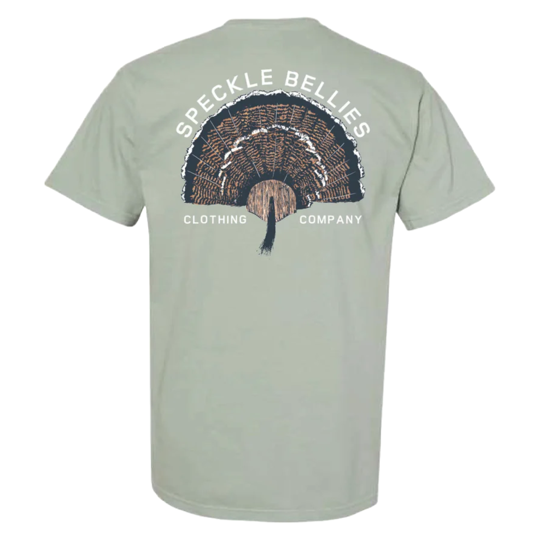 Speckle Bellies Men's Turkey Fan Graphic Bay Green T-Shirt TURKEY-PT