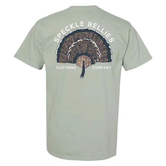 Speckle Bellies Men's Turkey Fan Graphic Bay Green T-Shirt TURKEY-PT
