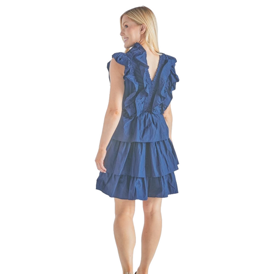 Simply Southern Layered Ruffle Dress Navy / Large Simply Southern Layered Ruffle Dress Navy / Large