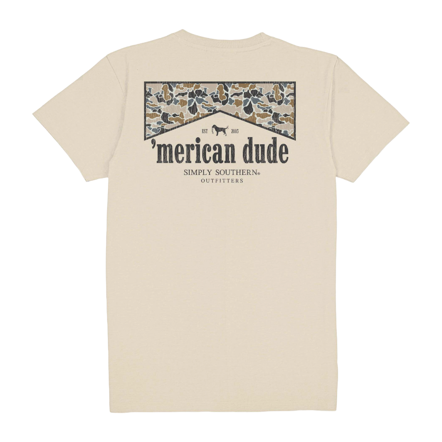 Simply Southern Men's 'Merican Dude Graphic Cream T-Shirt MN-SS-DUDE-WISP
