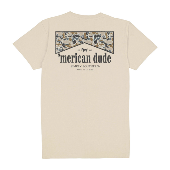 Simply Southern Men's 'Merican Dude Graphic Cream T-Shirt MN-SS-DUDE-WISP