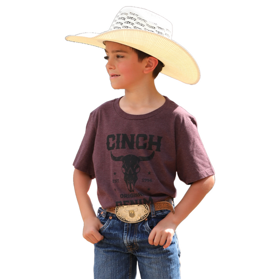 Cinch Youth Boy's Purple Heather Logo T-Shirt MTT7670162