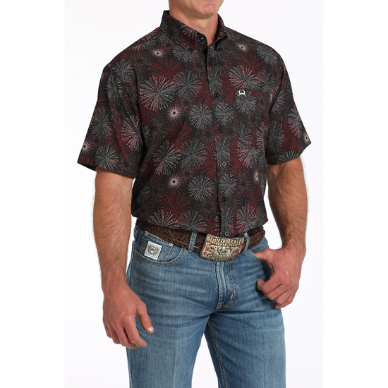 Cinch Men's Black Starburst Print Button Down Shirt MTW1704156