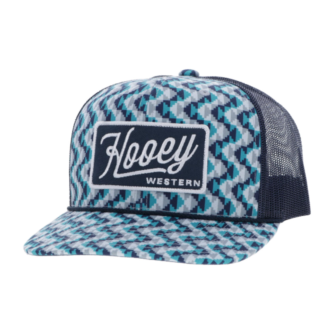Hooey Men's Lakota Turquoise & Navy Rectangle Trucker Hat 2548T-TQNV