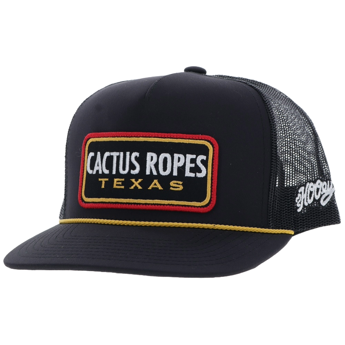 Hooey Men's Black Cactus Ropes Rectangle Patch Trucker Hat CR118