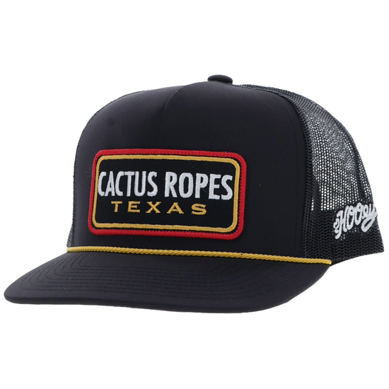 Hooey Men's Black Cactus Ropes Rectangle Patch Trucker Hat