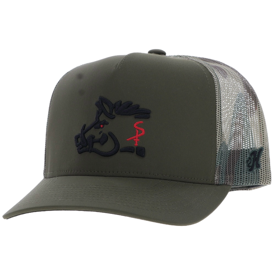 Hooey Men's Sniper Pig Olive Green & Camo Trucker Cap SP002T-OLCA