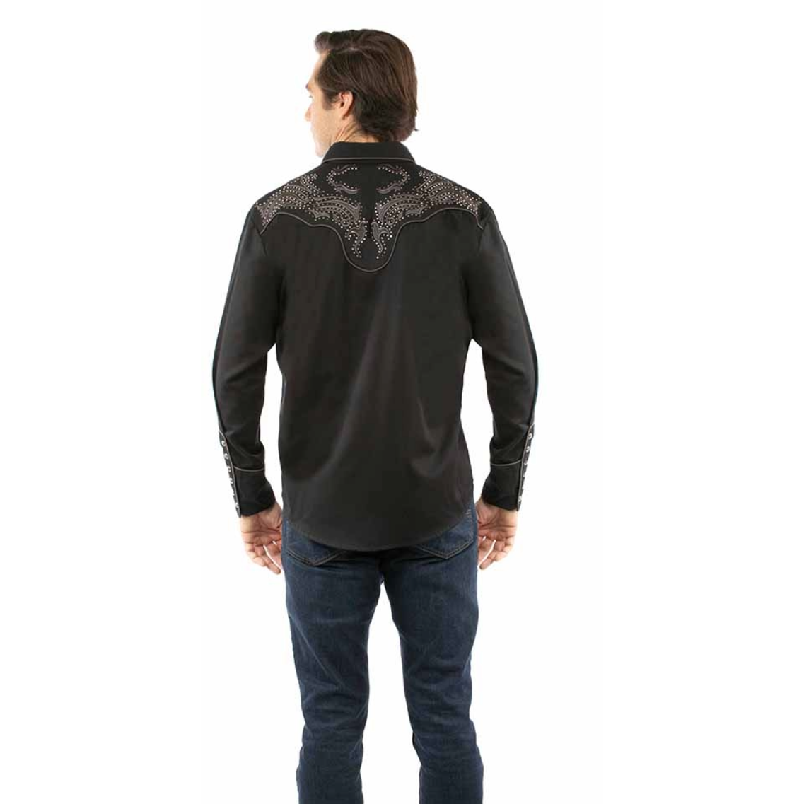 Scully Men's Solid Western Black Snap Shirt P-930-BLK