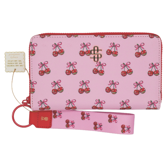 Simply Southern Pink & Red Cherries Phone Wallet / Wristlet 0225-BAG-WLT-CHRY