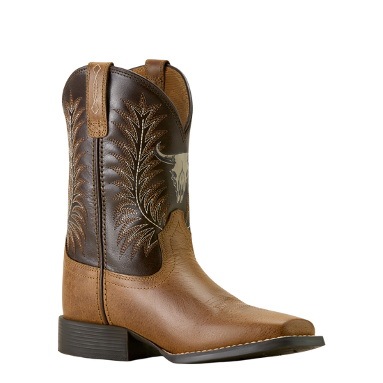 Ariat Boy's Stampede Wide Square Toe Desert Brown Western Boots 10063827