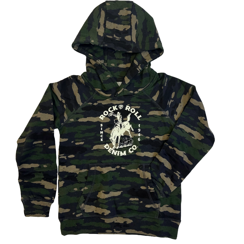 Rock & Roll Denim Youth Boy's Rodeo Graphic Camo Hoodie BB94T07449
