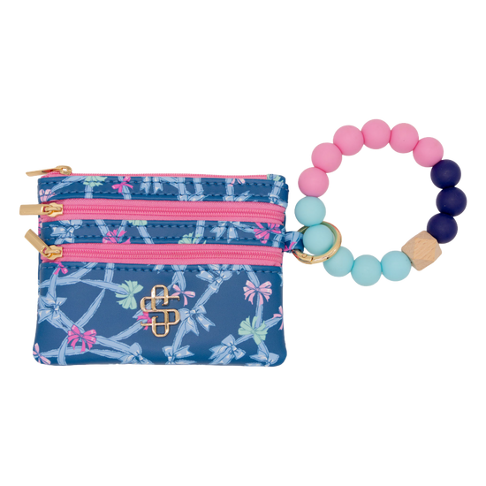 Simply Southern Ladies Blue Ribbon Wristlet Wallet 0225-BEADBANGLEWLT-RBBN