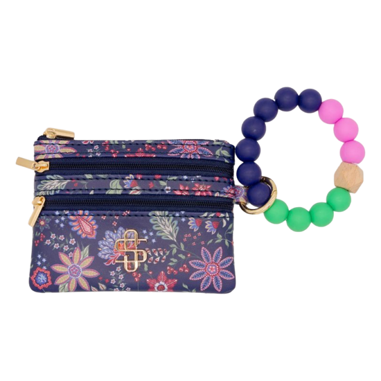 Simply Southern Ladies Navy Flower Wristlet Wallet 0225-BEADBANGLEWLT-SPCFLR
