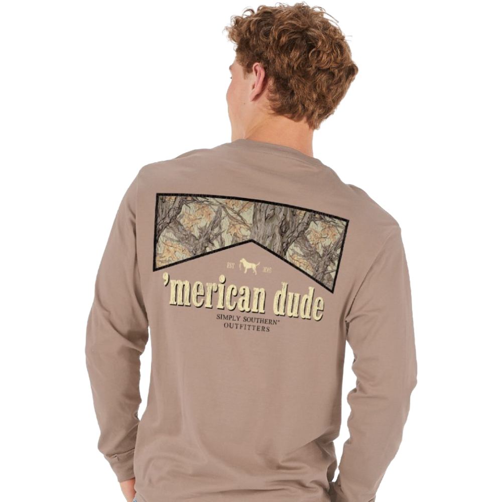 Simply Southern Men's Camo Dude Mocha T-Shirt MN-LS-CAMODUDE- MOCHA