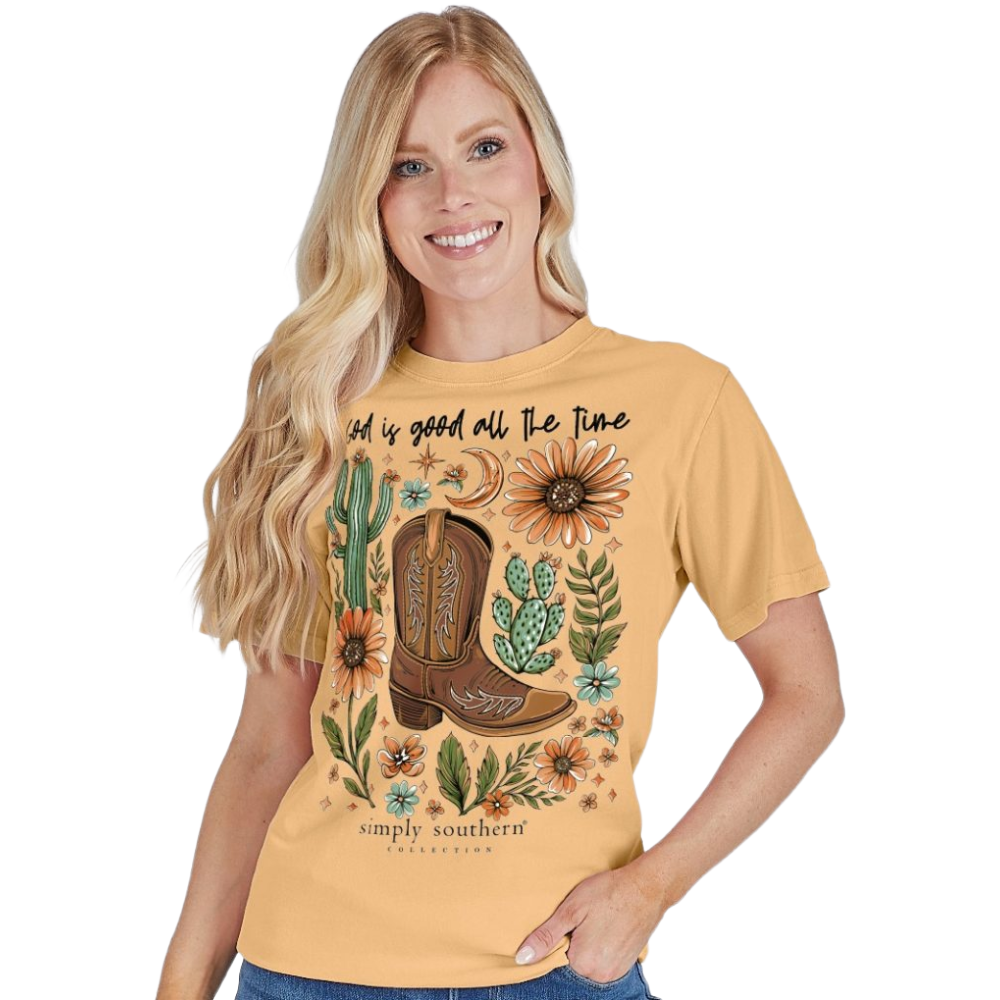 Simply Southern Ladies God Is Good All The Time Bisque T-Shirt SS-TIME-BISQUE