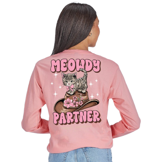 Simply Southern Ladies Meowdy Partner Tearose T-Shirt LS-MEOW-TEAROSE