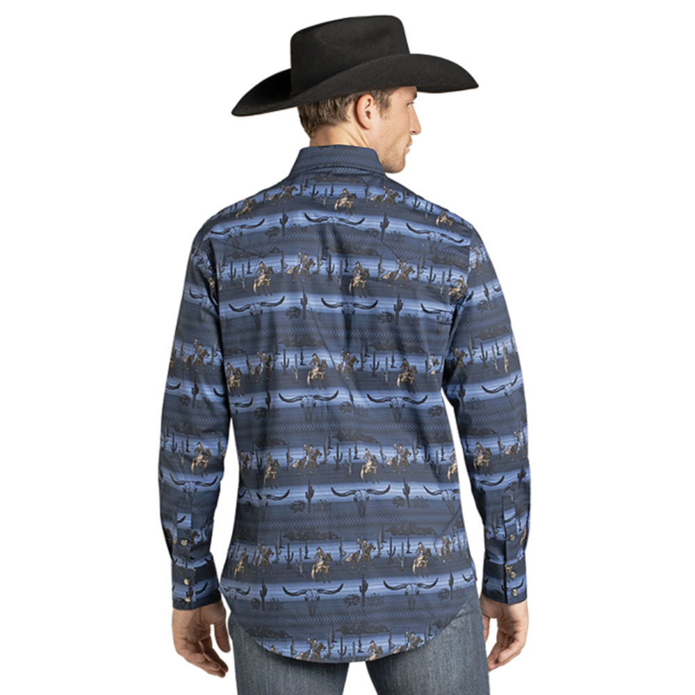 Rock & Roll Denim Men's Blue Serape Western Snap Shirt BMN2S07135
