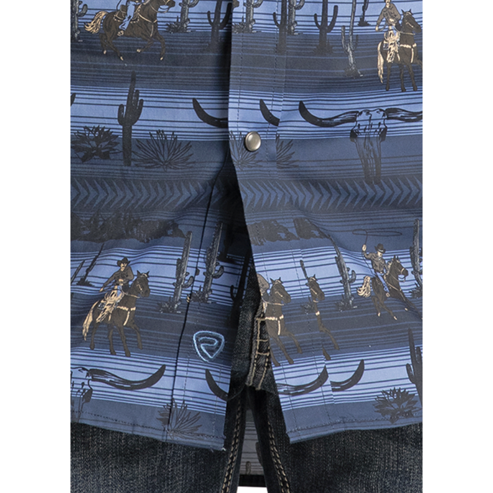 Rock & Roll Denim Men's Blue Serape Western Snap Shirt BMN2S07135