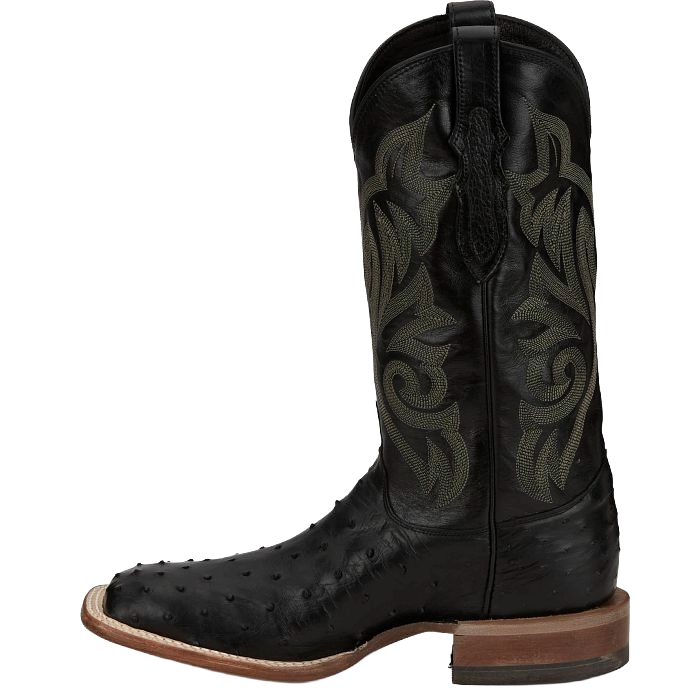 Justin Men's Pascoe 13" Full Quill Ostrich Black Western Boot 8070