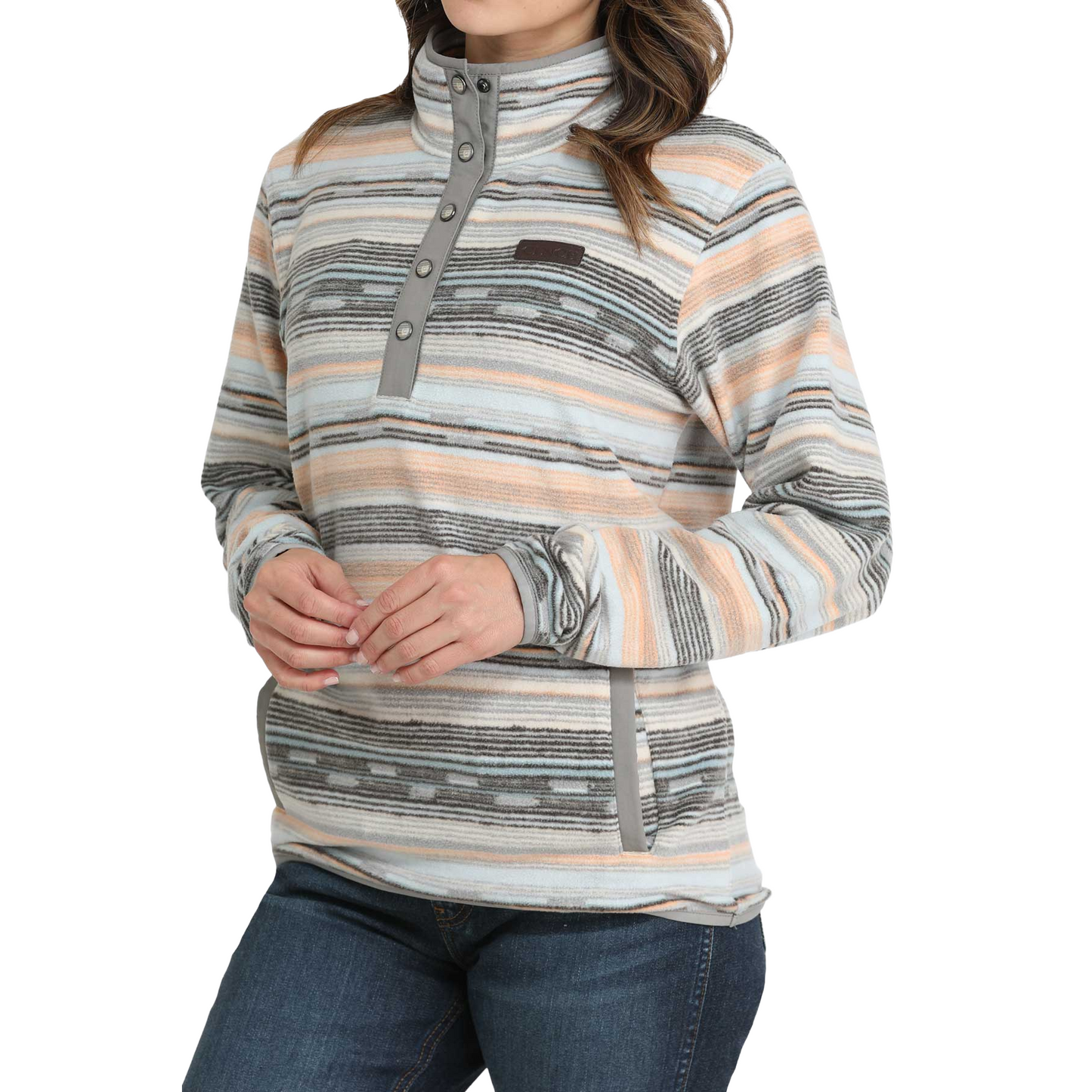 Cinch Ladies Polar Fleece Multi Striped Snap Pullover MAK9909004