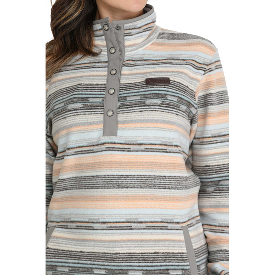 Cinch Ladies Polar Fleece Multi Striped Snap Pullover MAK9909004