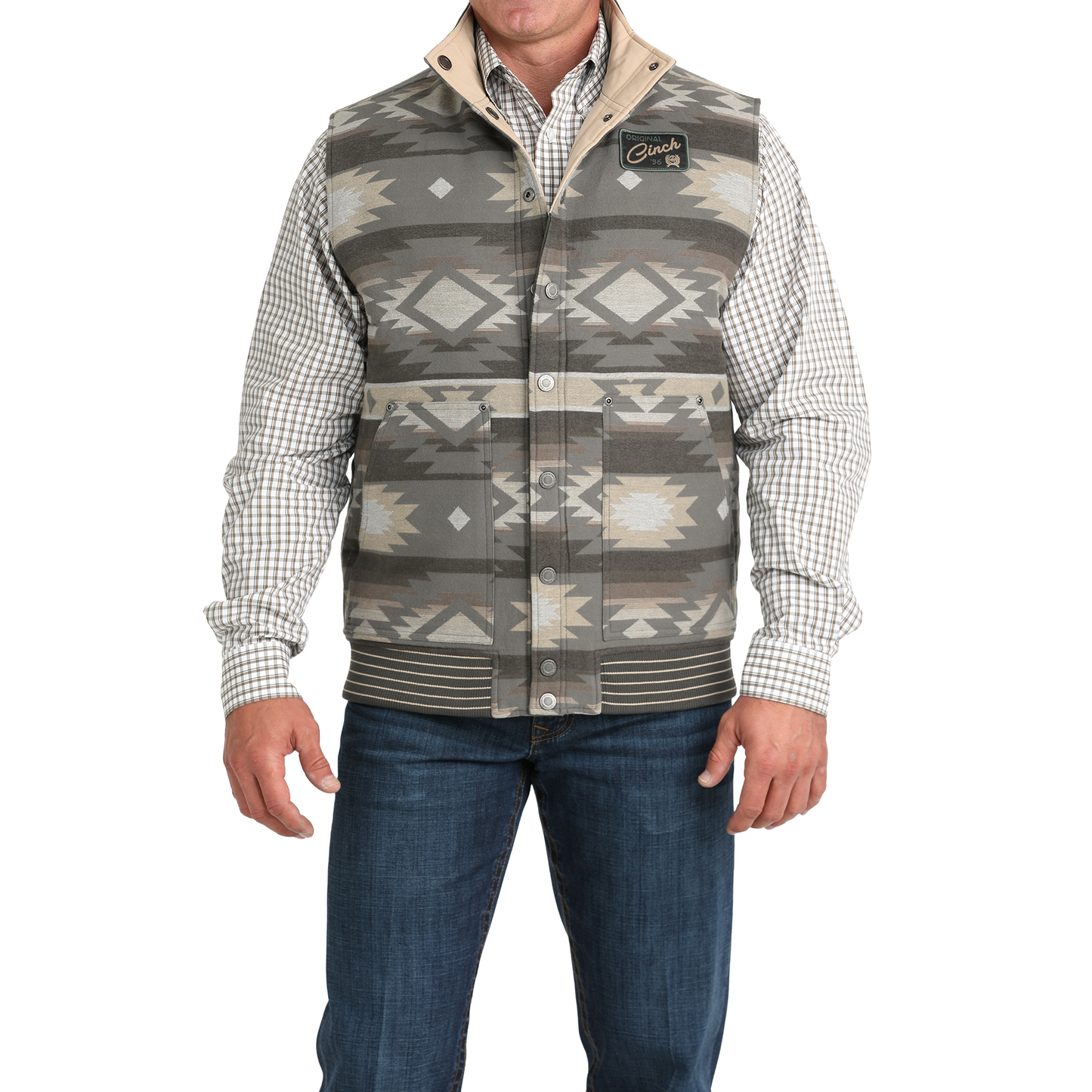 Cinch Men's Olive Green Reversible Aztec Vest MWV1910002