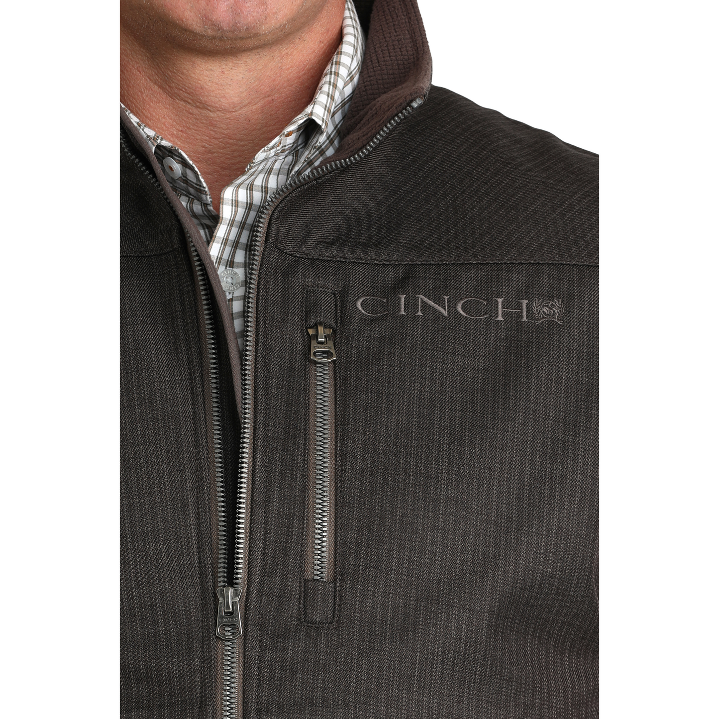Cinch Men's Brown Bonded Logo Zip Vest MWV1515025