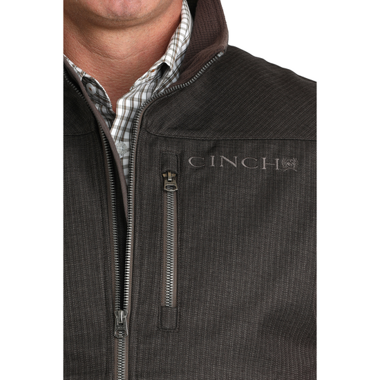 Cinch Men's Brown Bonded Logo Zip Vest MWV1515025