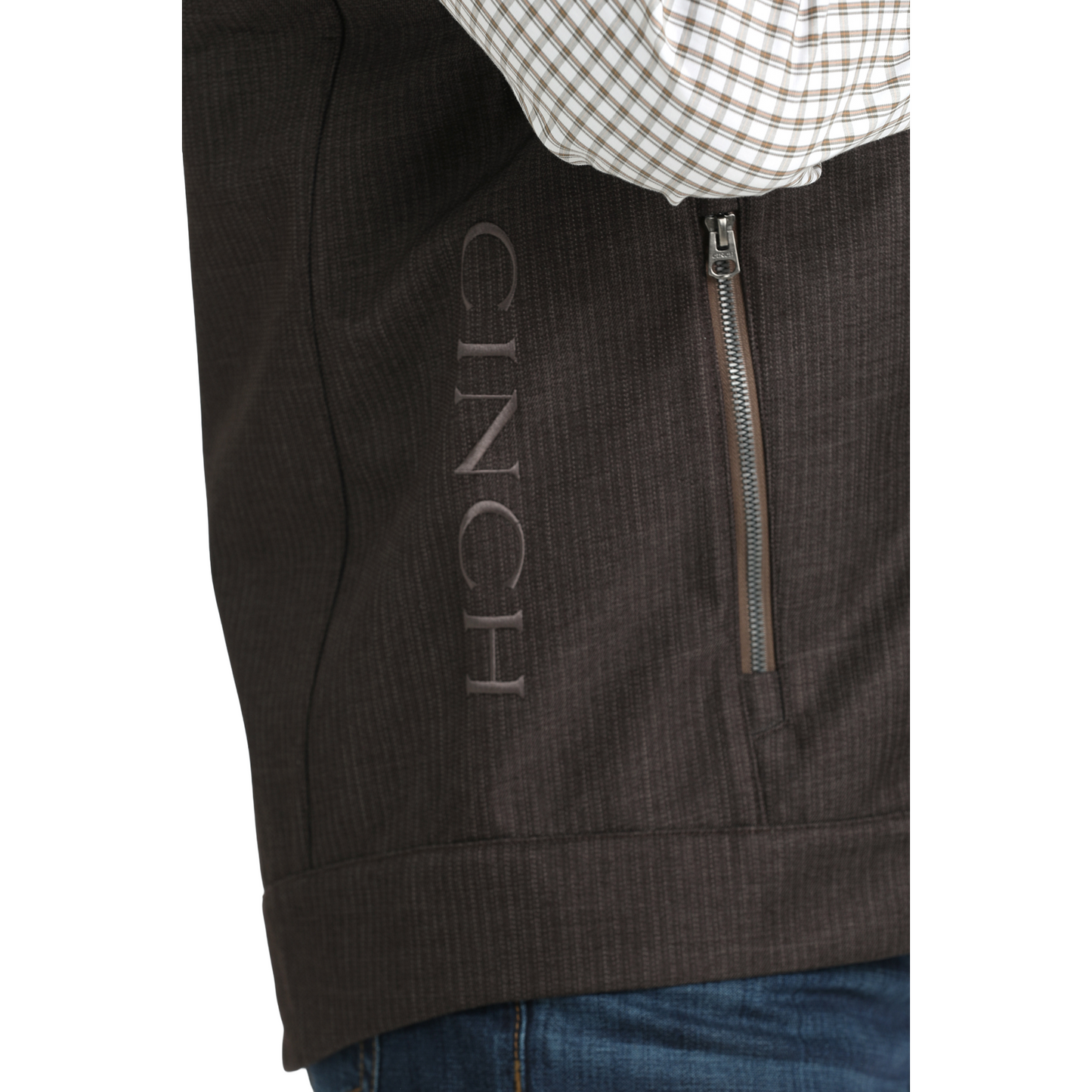 Cinch Men's Brown Bonded Logo Zip Vest MWV1515025