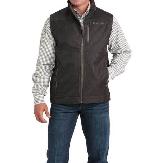 Cinch Men's Brown Bonded Logo Zip Vest MWV1515025