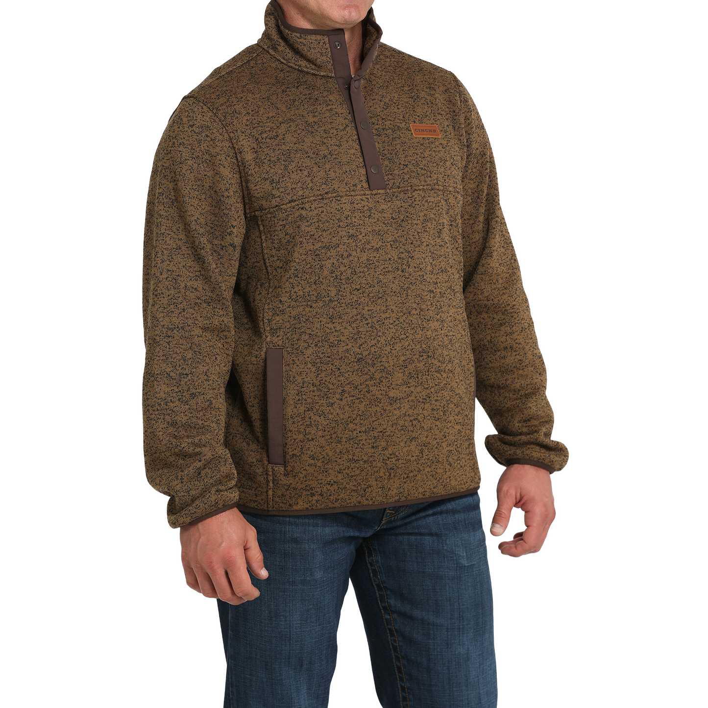 Cinch Men's Khaki Brown Fleece 1/2 Snap Pullover MWK1534010
