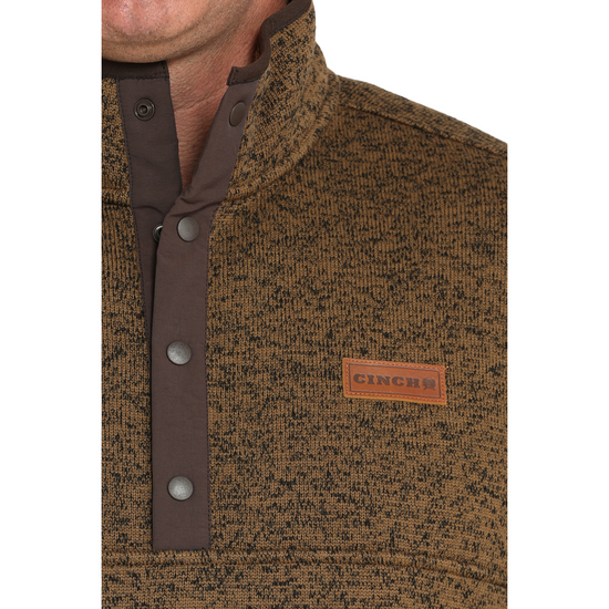 Cinch Men's Khaki Brown Fleece 1/2 Snap Pullover MWK1534010
