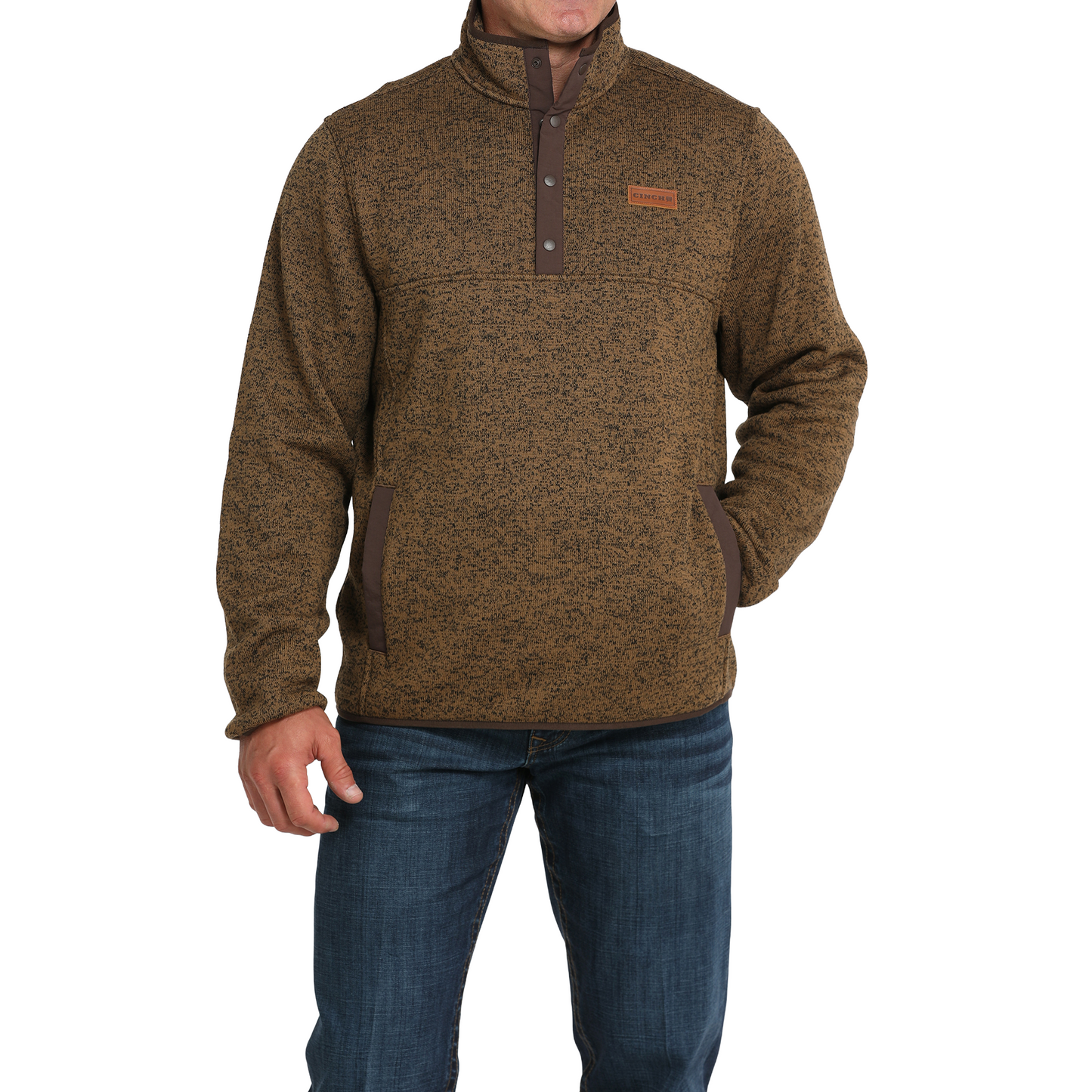Cinch Men's Khaki Brown Fleece 1/2 Snap Pullover MWK1534010