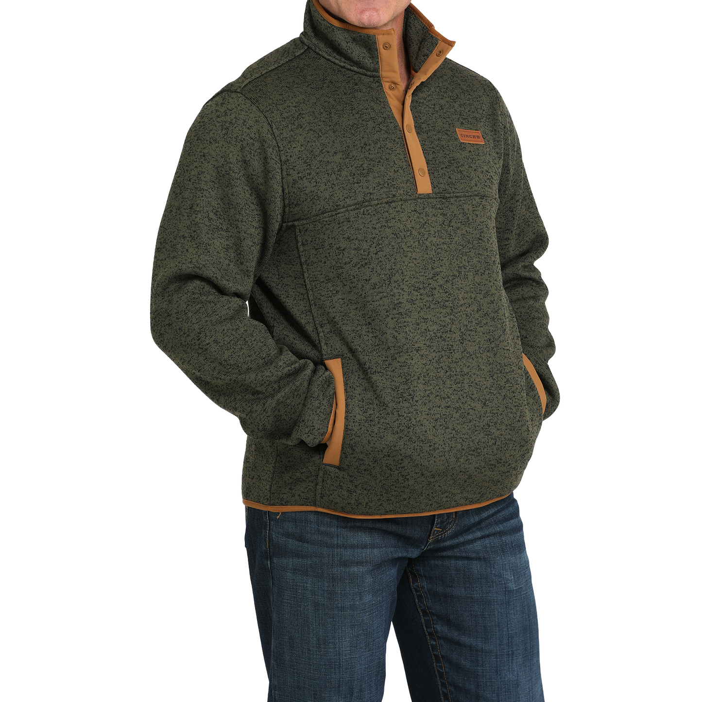 Cinch Men's Olive Green 1/2 Snap Fleece Pullover MWK1534009