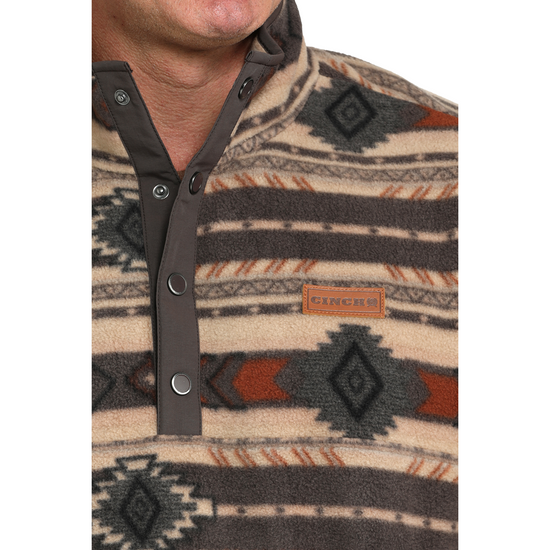 Cinch Men's Brown Printed Polar Fleece Pullover MWK1514027