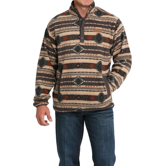 Cinch Men's Brown Printed Polar Fleece Pullover MWK1514027