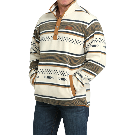 Cinch Men's Cream Printed Polar Fleece Snap Pullover MWK1514026