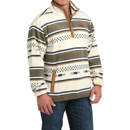 Cinch Men's Cream Printed Polar Fleece Snap Pullover MWK1514026