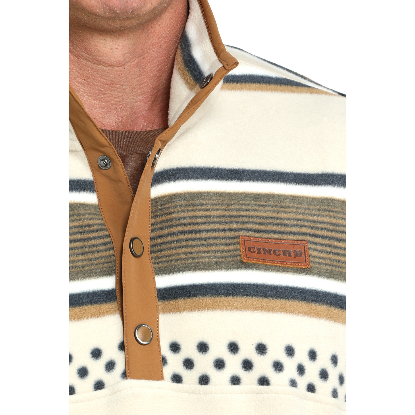 Cinch Men's Cream Printed Polar Fleece Snap Pullover MWK1514026