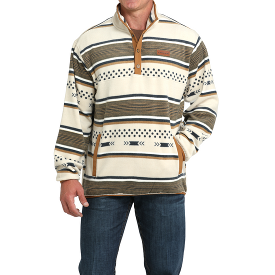 Cinch Men's Cream Printed Polar Fleece Snap Pullover MWK1514026