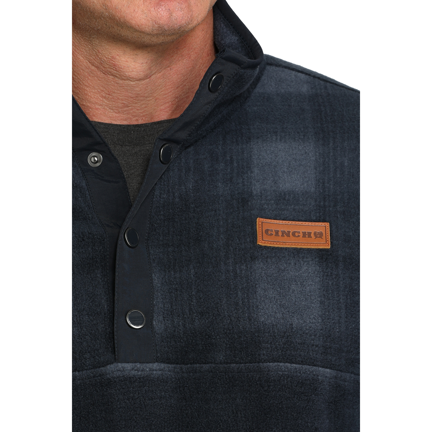 Cinch Men's Navy Checkered Polar Fleece Pullover MWK1514028